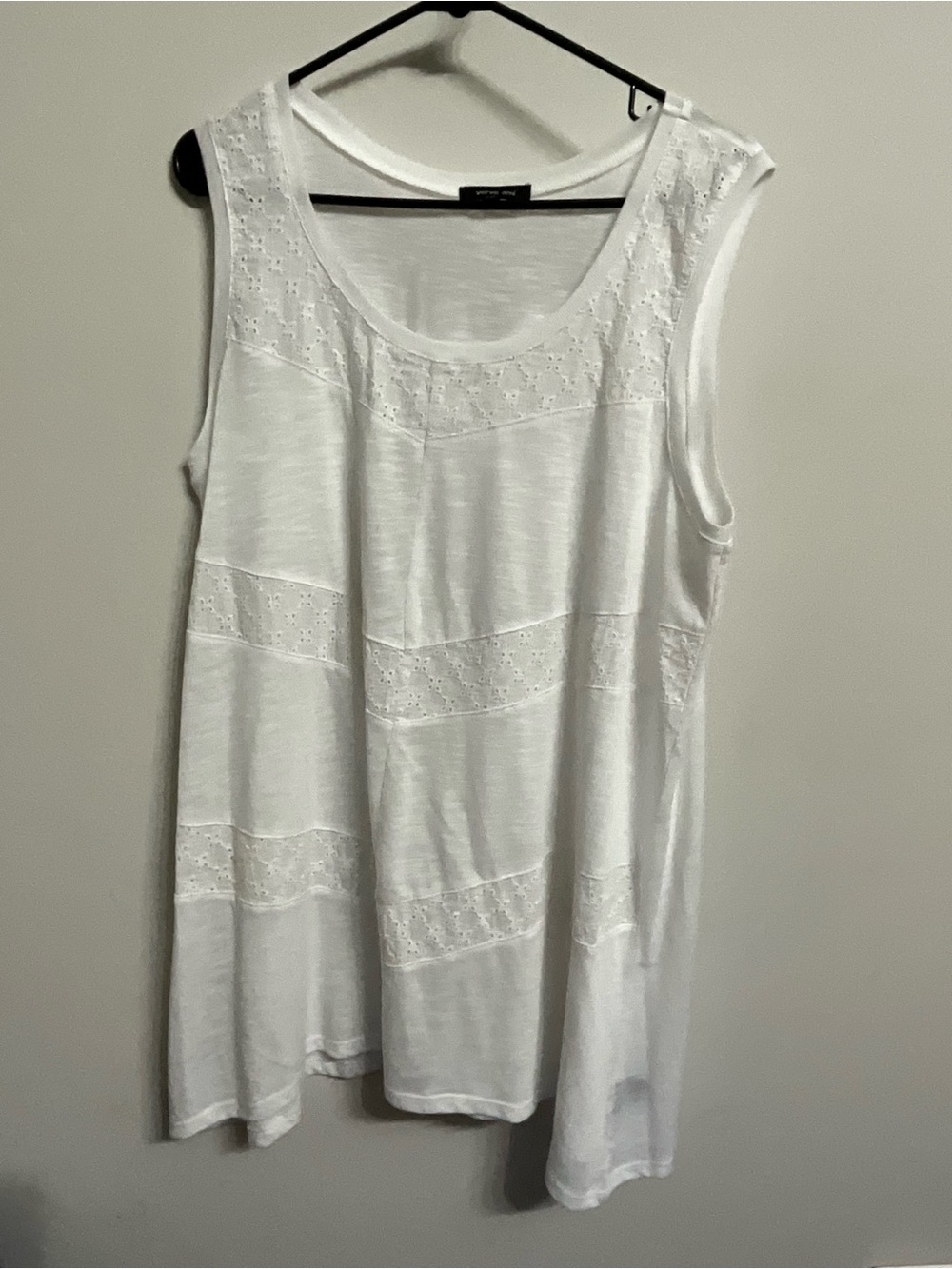 Verve Ami White Eyelet Paneled Tank